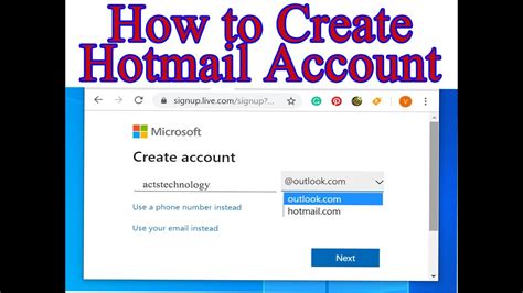 Hotmail create account